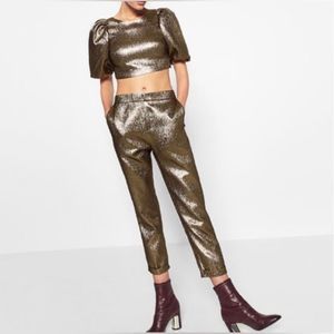 ZARA Shiny Gold/Silver Pants